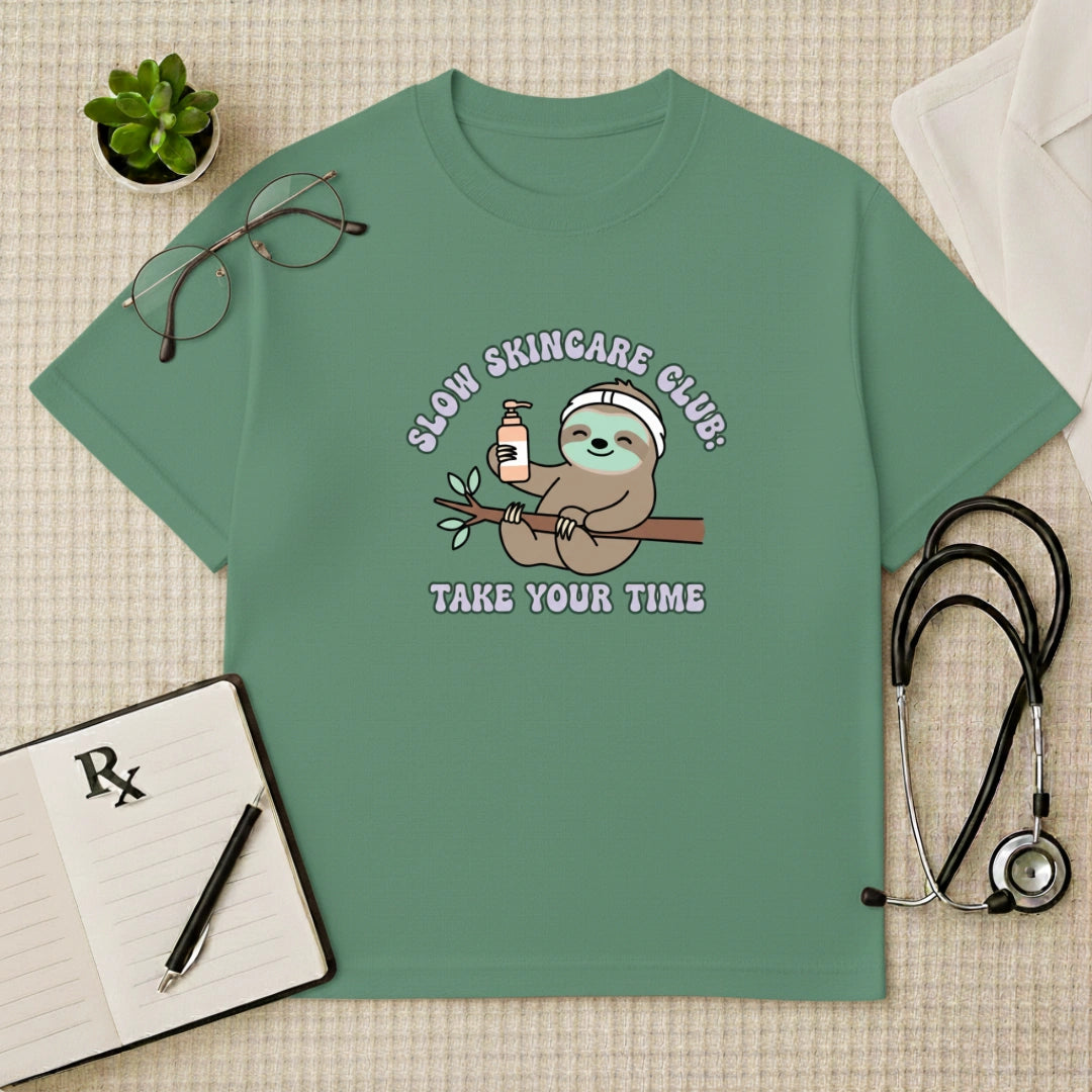 Slow Skincare Club Sloth Oversized T-Shirt