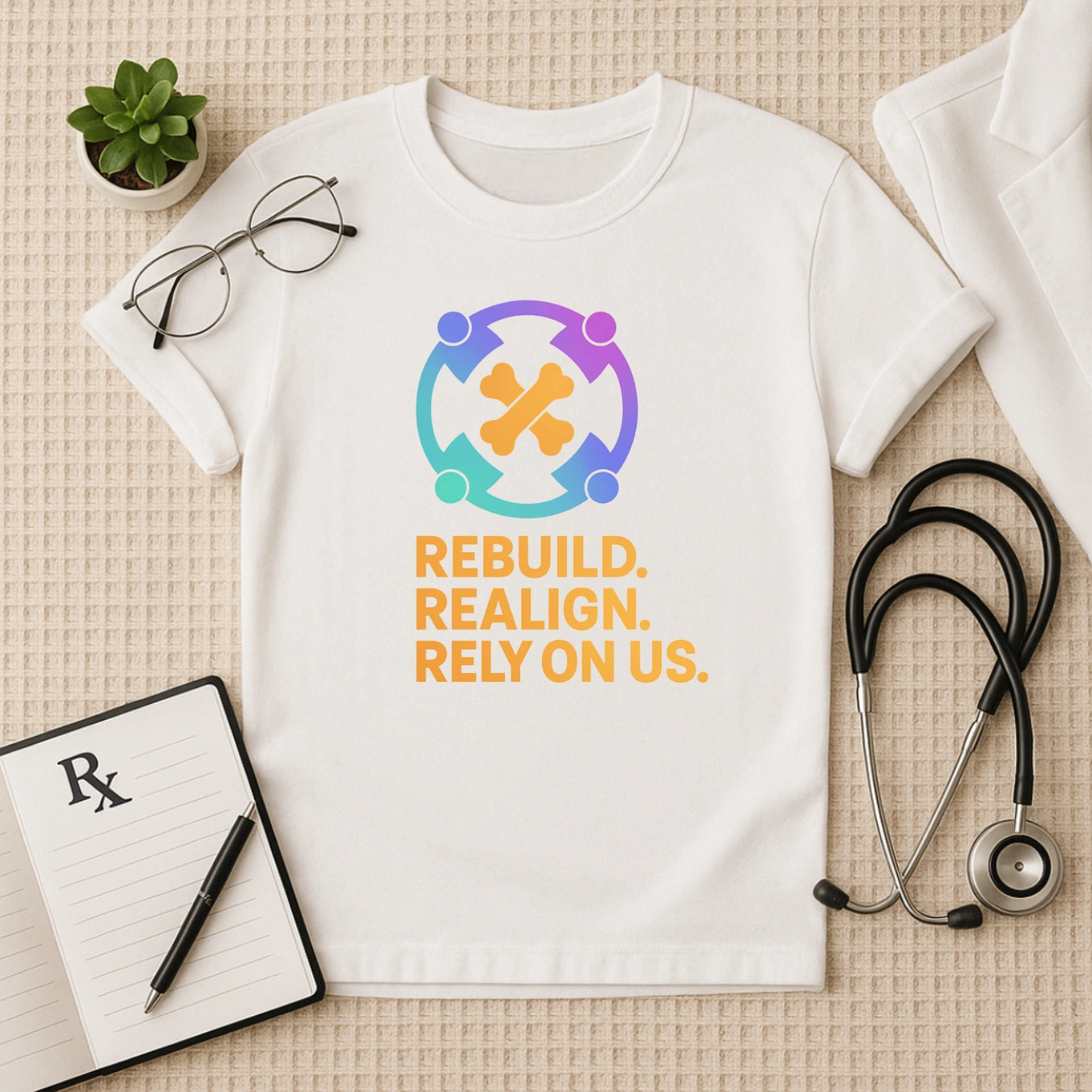 Rebuild Realign Rely on Us T-Shirt | Unisex Fit for Healthcare Workers
