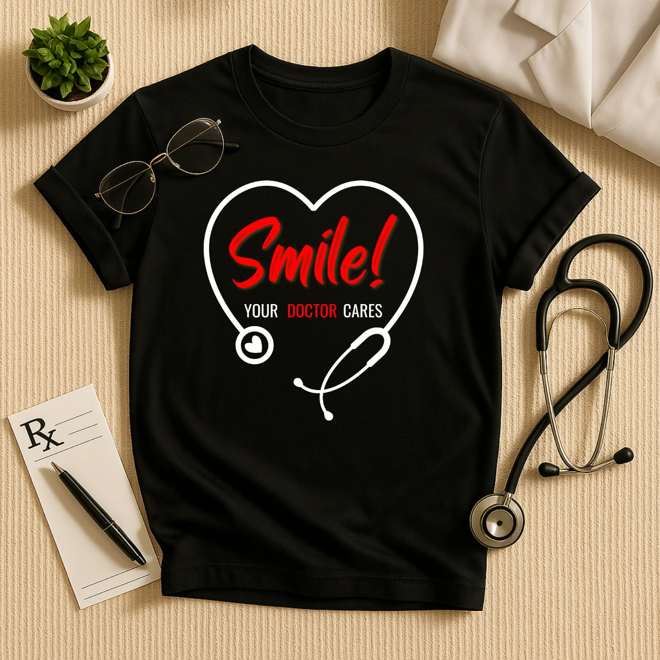 Empathetic Medical Tee - Smile Your Doctor Cares Unisex T-Shirt