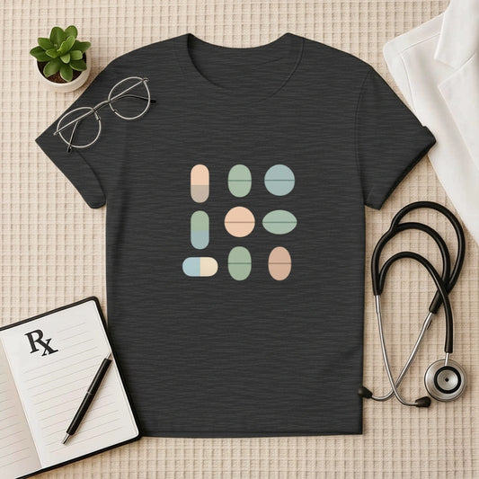 Minimalist Pill Grid Medical Professional T-Shirt