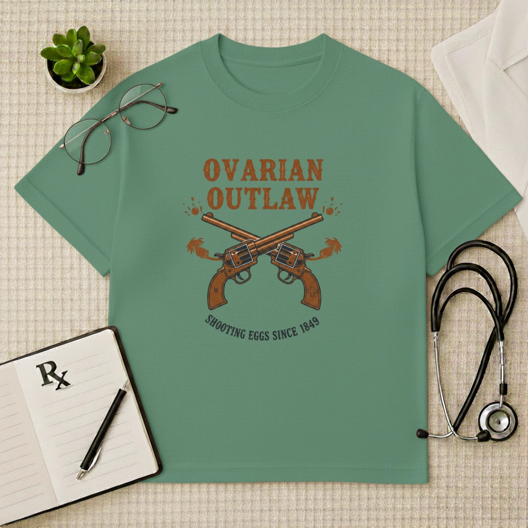 Ovarian Outlaw Oversized T-shirt: Fun Gynaecology Graphic Tee