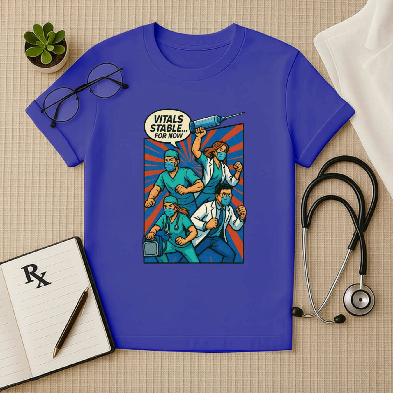 Vitals Stable... For Now – Comic-Style Team Doctor T-shirt
