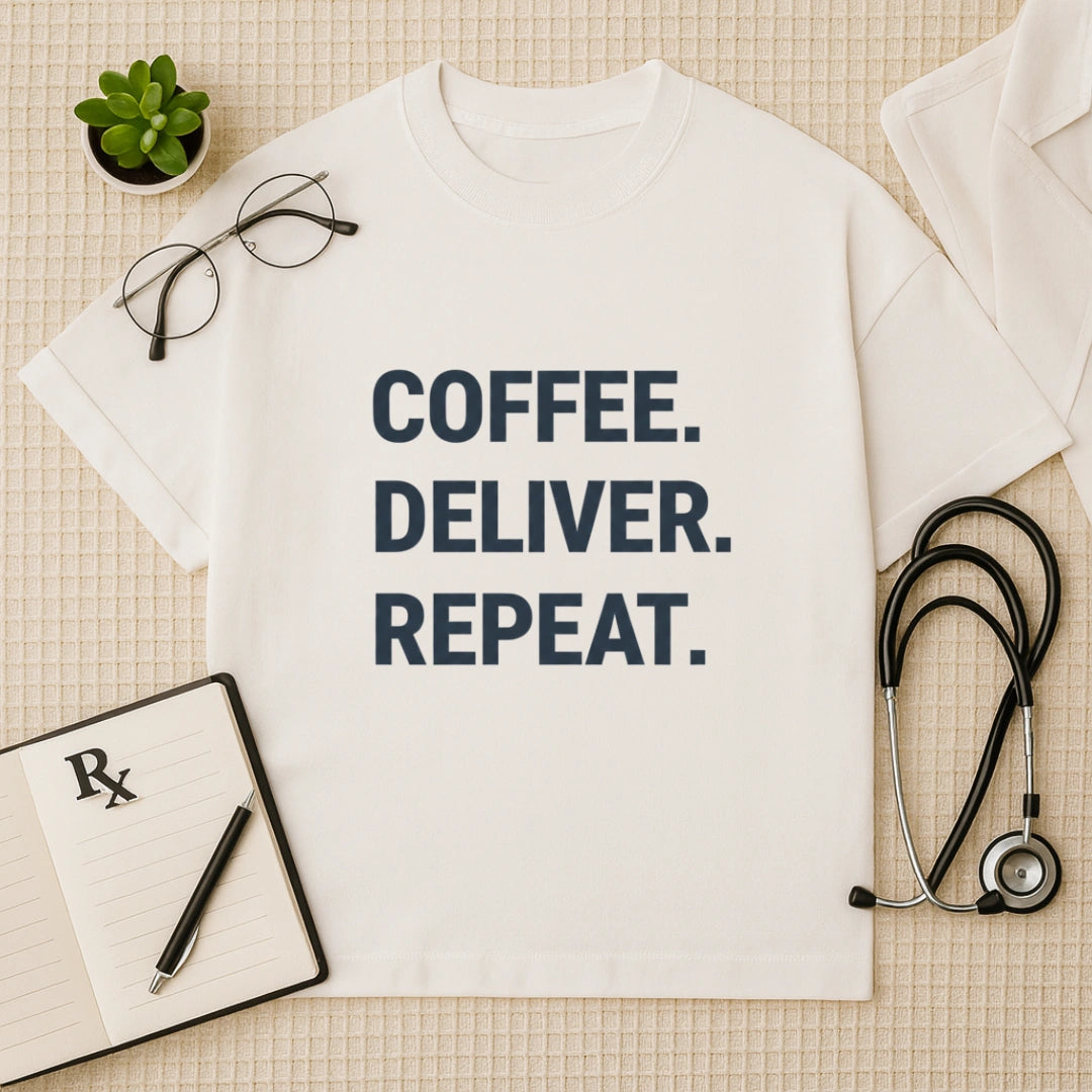 Coffee Deliver Repeat Oversized T-Shirt