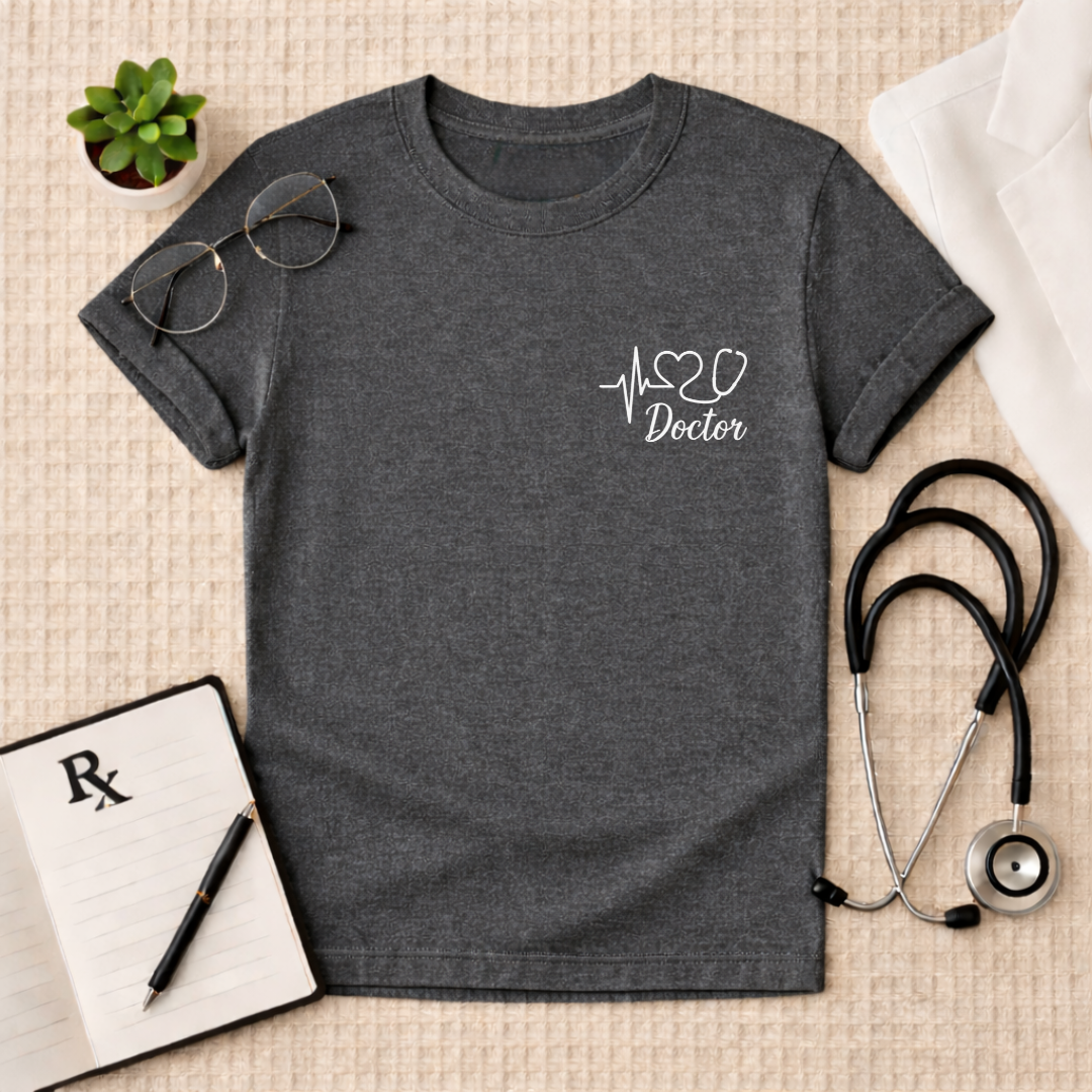 Heartbeat Stethoscope Doctor Logo Unisex T-Shirt