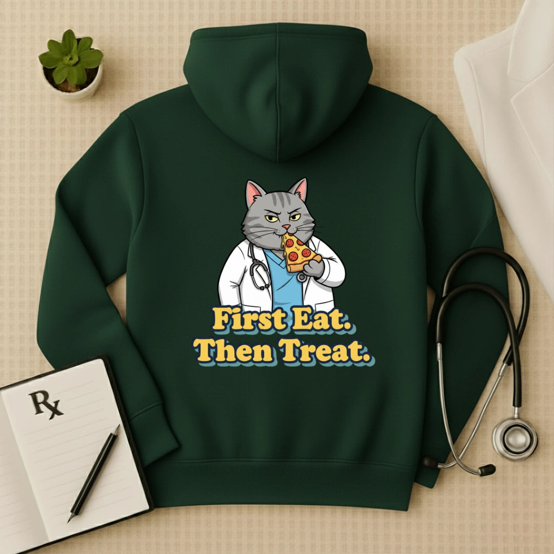 "First Eat. Then Treat." Premium Doctor Oversized Hoodie