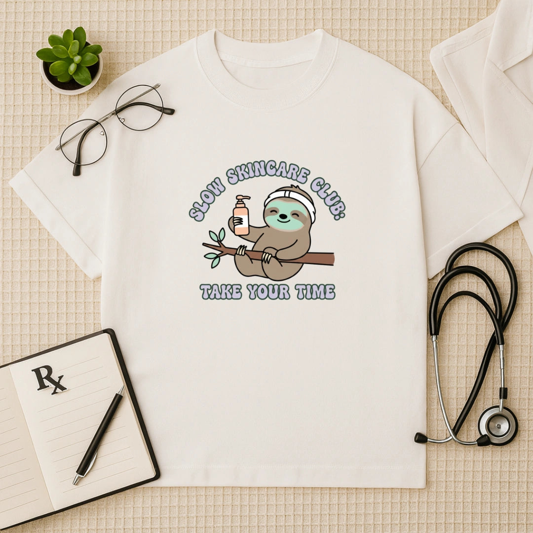 Slow Skincare Club Sloth Oversized T-Shirt