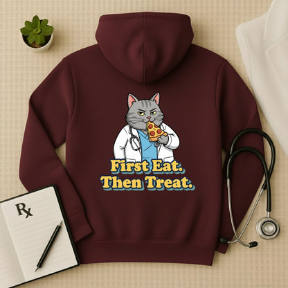 "First Eat. Then Treat." Premium Doctor Oversized Hoodie