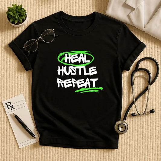 Doctor Motivation Tee - Heal Hustle Repeat Unisex T-Shirt