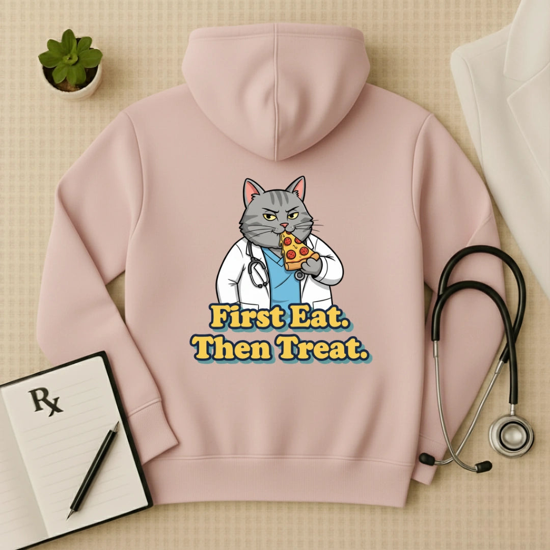 "First Eat. Then Treat." Premium Doctor Oversized Hoodie