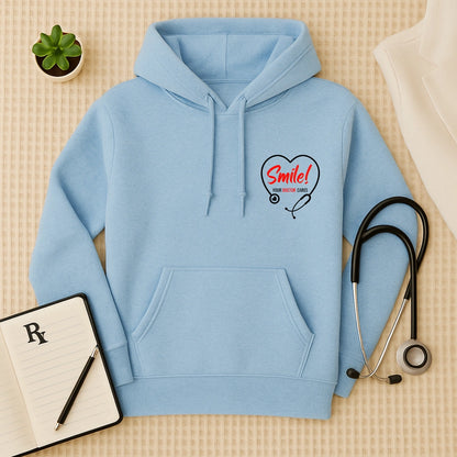 "Smile! Your Doctor Cares" Premium Medical Hoodie