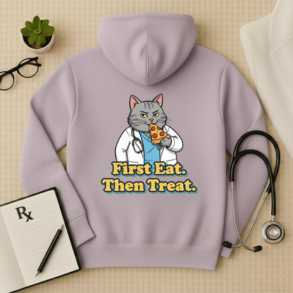 "First Eat. Then Treat." Premium Doctor Oversized Hoodie
