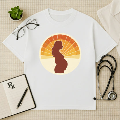 Retro Pregnancy Sunset Gynae Oversized T-Shirt