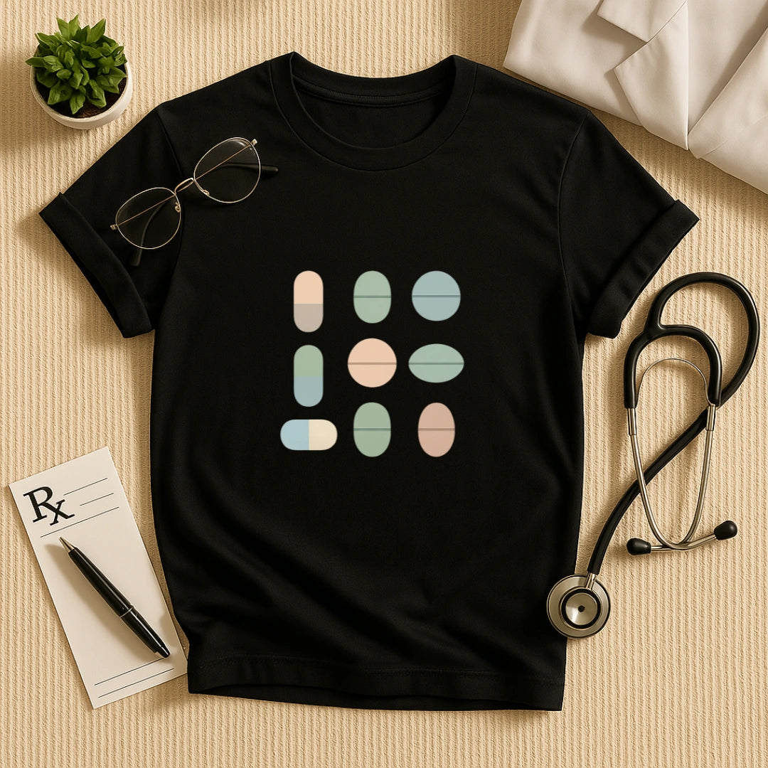 Minimalist Pill Grid Medical Professional T-Shirt
