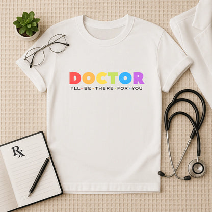 Colorful DOCTOR Logo T-Shirt: Vibrant Medical Tee