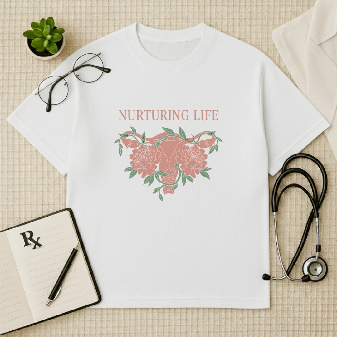 Nurturing Life Oversized T-shirt: Floral OBGYN Aesthetic