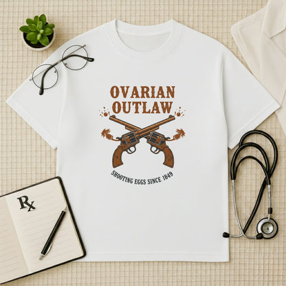 Ovarian Outlaw Oversized T-shirt: Fun Gynaecology Graphic Tee