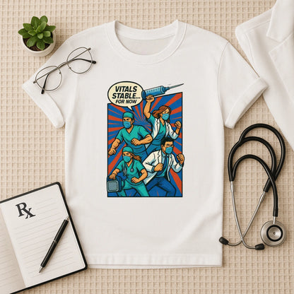 Vitals Stable... For Now – Comic-Style Team Doctor T-shirt