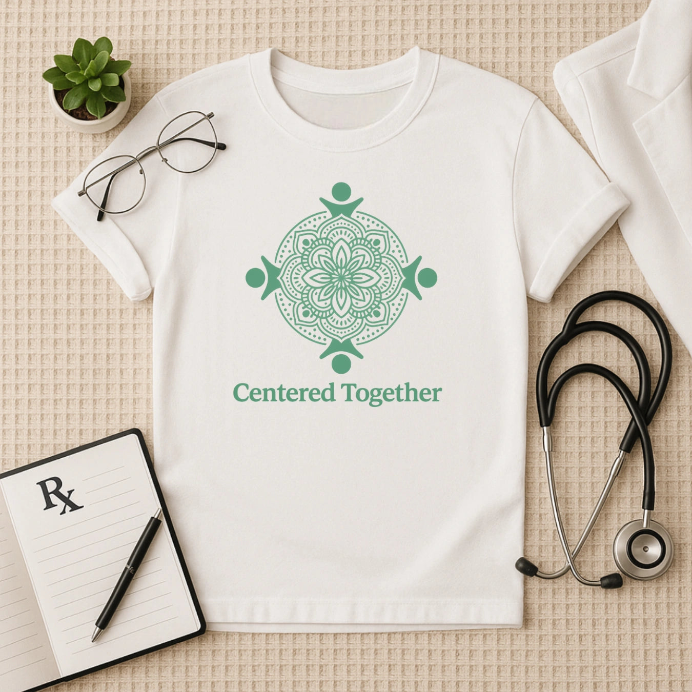Centered Together T-Shirt | Unisex Ayurveda Crew Tee for Wellness Staff