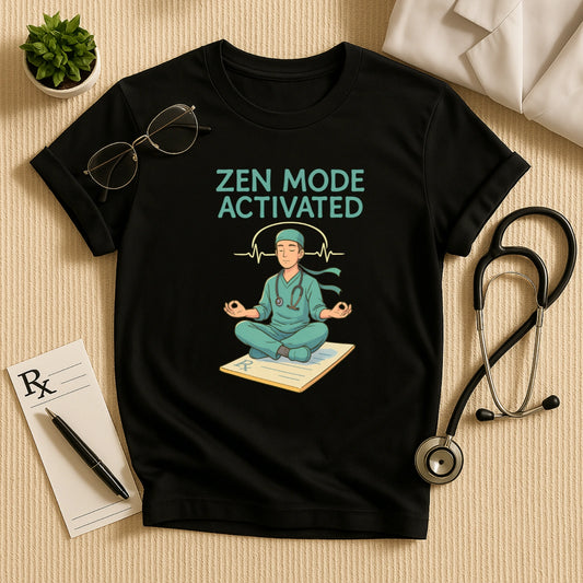 Zen Mode Activated Doctor T-shirt – Meditative Calm in Scrubs