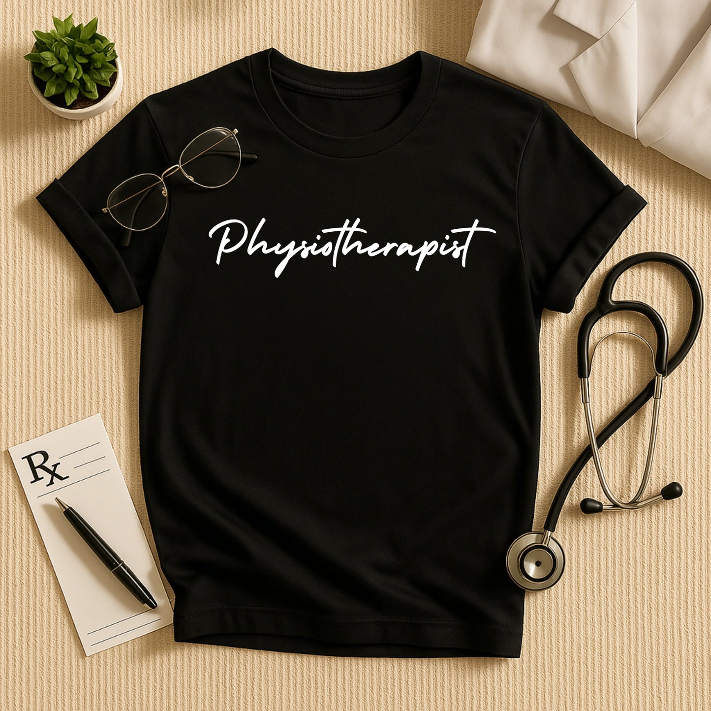 Physiotherapist: Elegant Script Medical Doctor T-Shirt