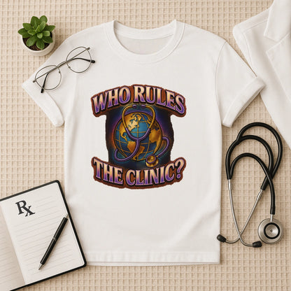 Who Rules the Clinic? – Bold Unisex Doctor T-shirt for Medical Pros