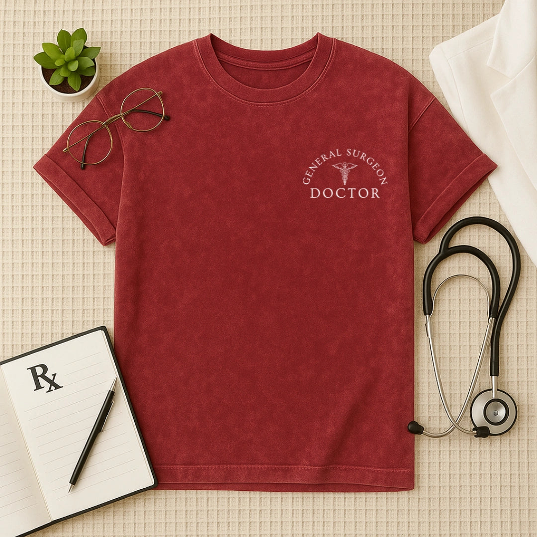 General Surgeon Doctor Oversized Acid Wash T-Shirt