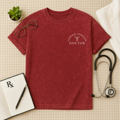 General Surgeon Doctor Oversized Acid Wash T-Shirt