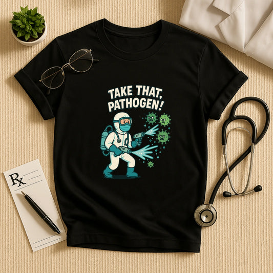 Take That, Pathogen! Medico Hero Unisex T-Shirt for Doctors
