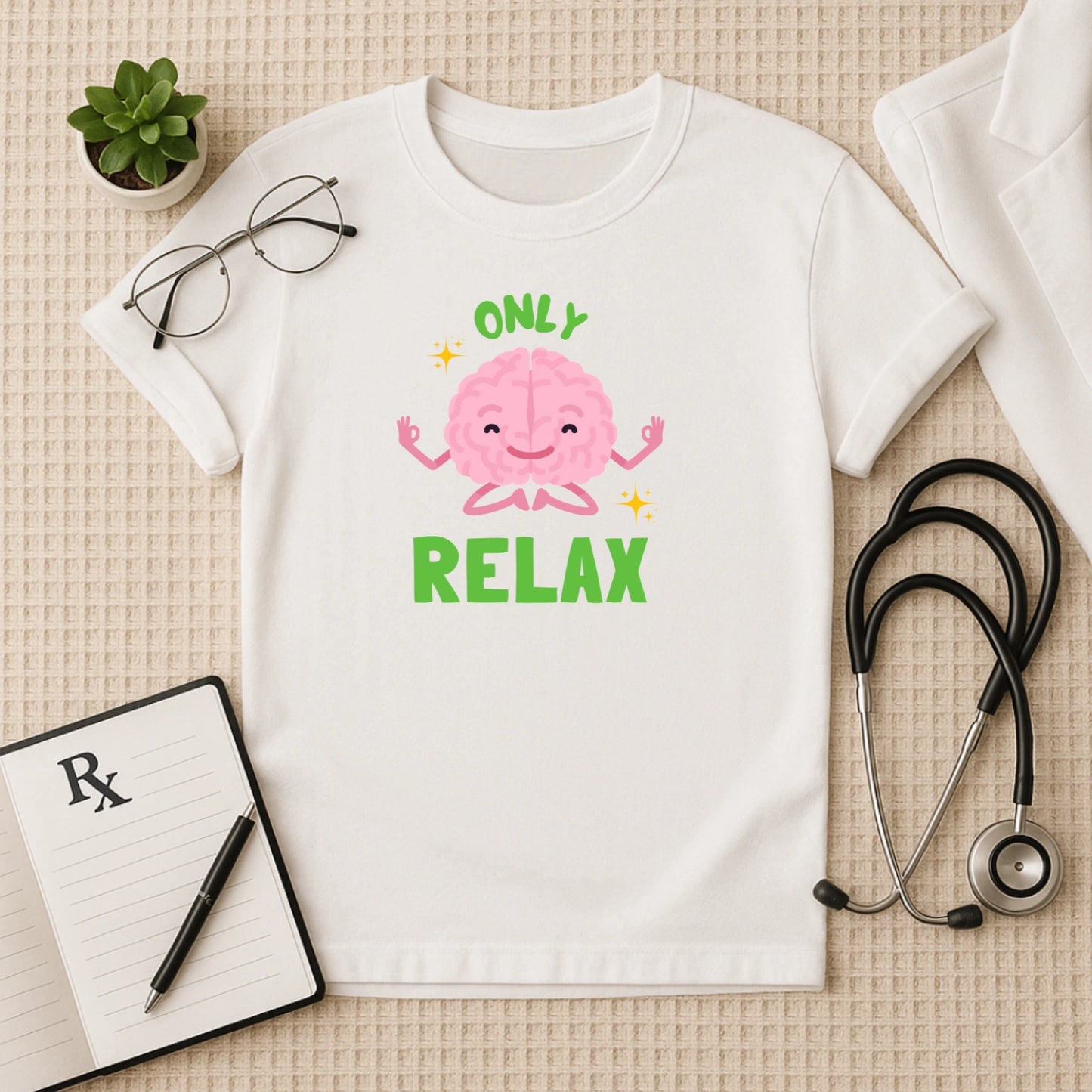 Only Relax Meditating Brain T-Shirt