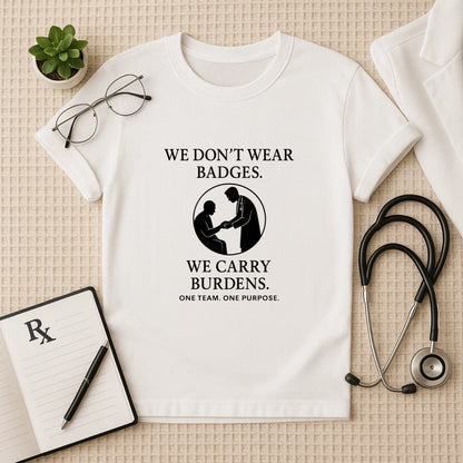 We Don’t Wear Badge – Healthcare Worker Crew T-Shirt | Unisex Fit