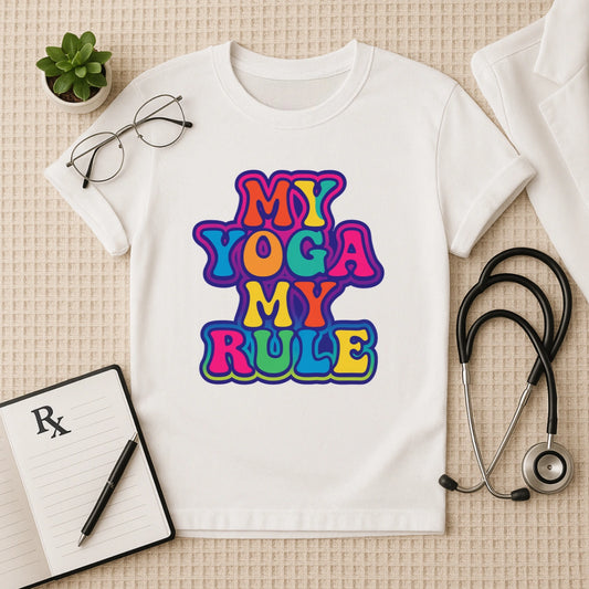 My Yoga My Rule – Bold & Colorful Unisex Yoga Graphic T-shirt