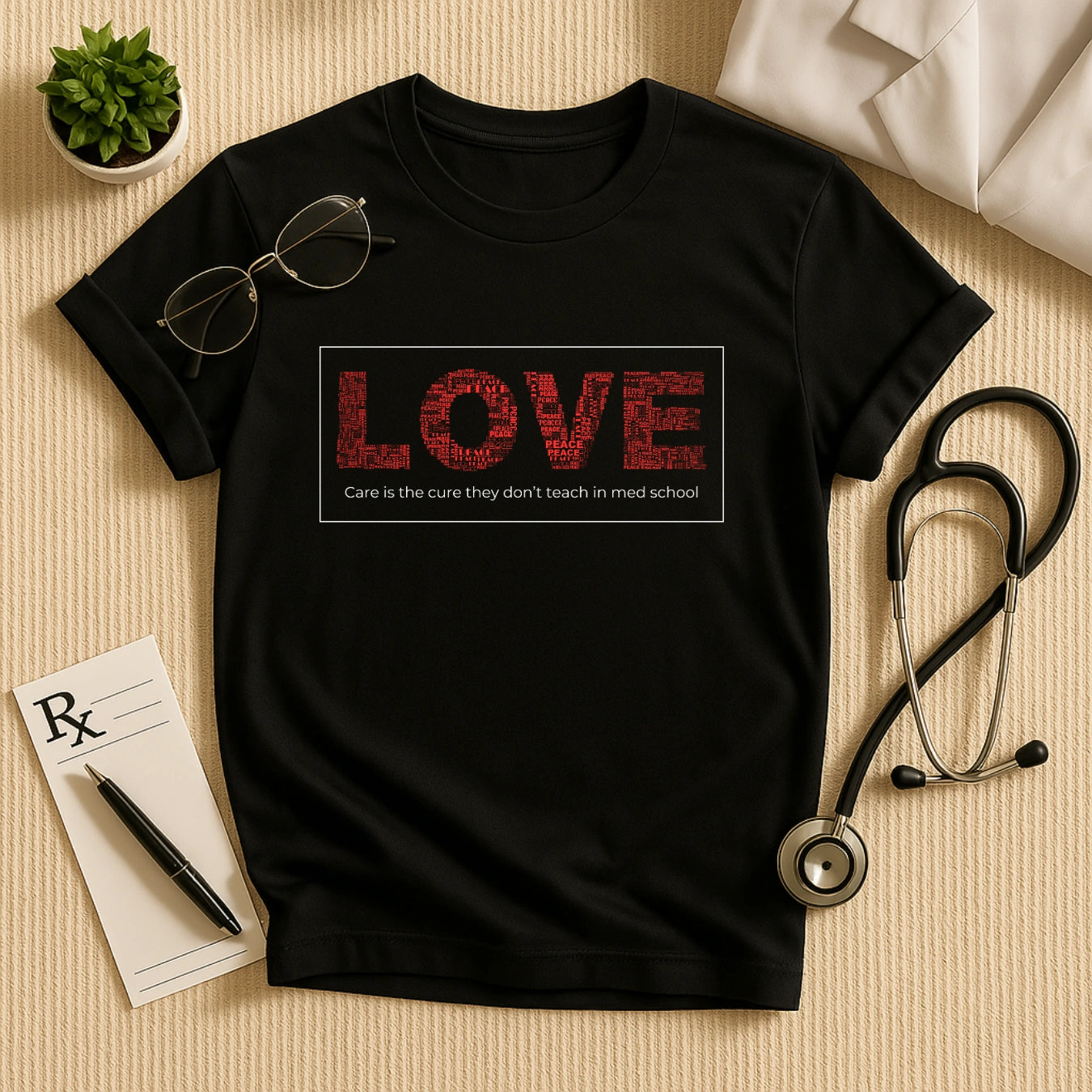 Heartfelt Medical Tee - Love Care Cure Doctor Unisex T-Shirt