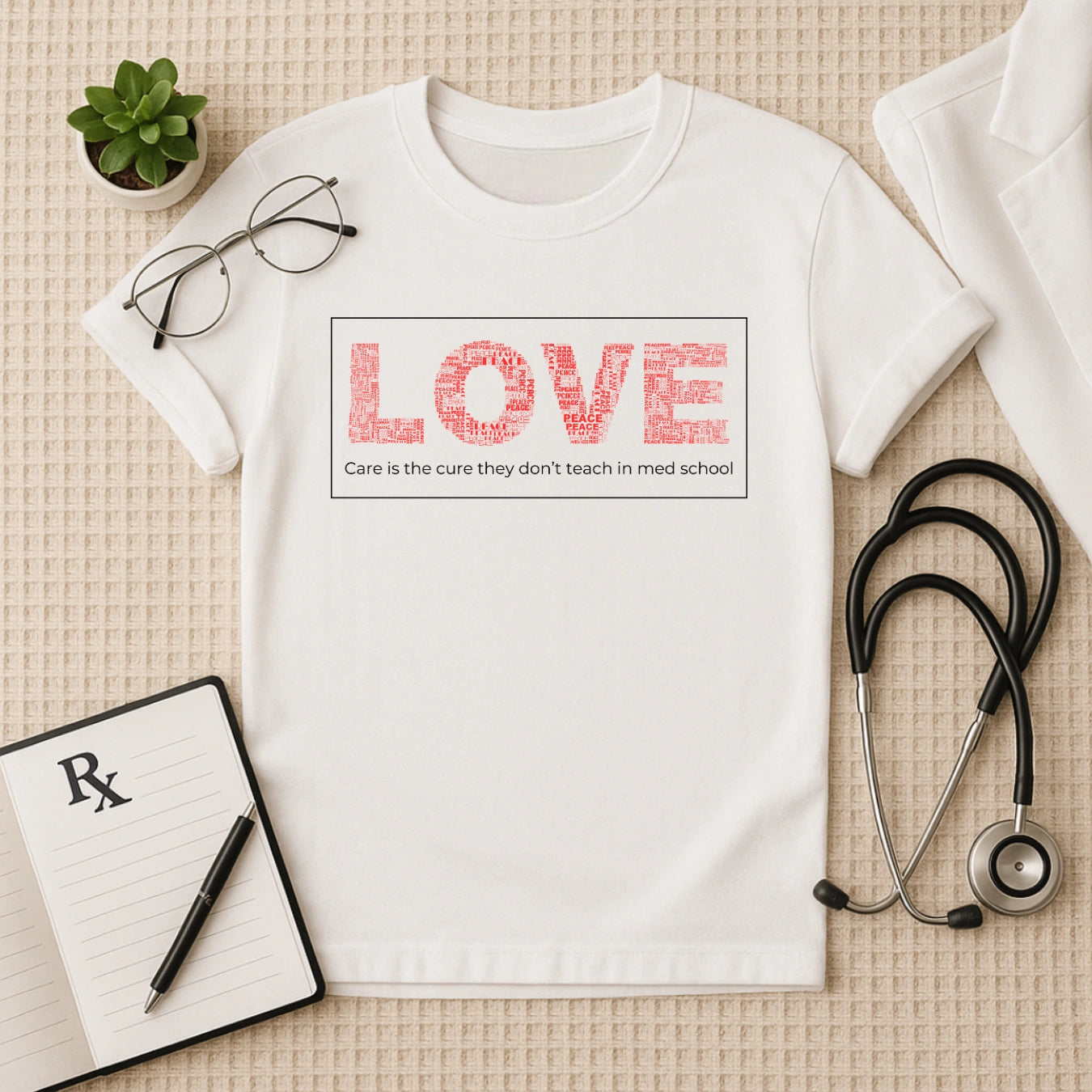 Heartfelt Medical Tee - Love Care Cure Doctor Unisex T-Shirt