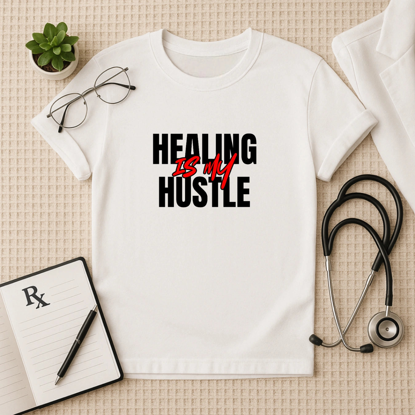 Healing Is My Hustle – Motivational Medico Unisex T-Shirt for Doctors