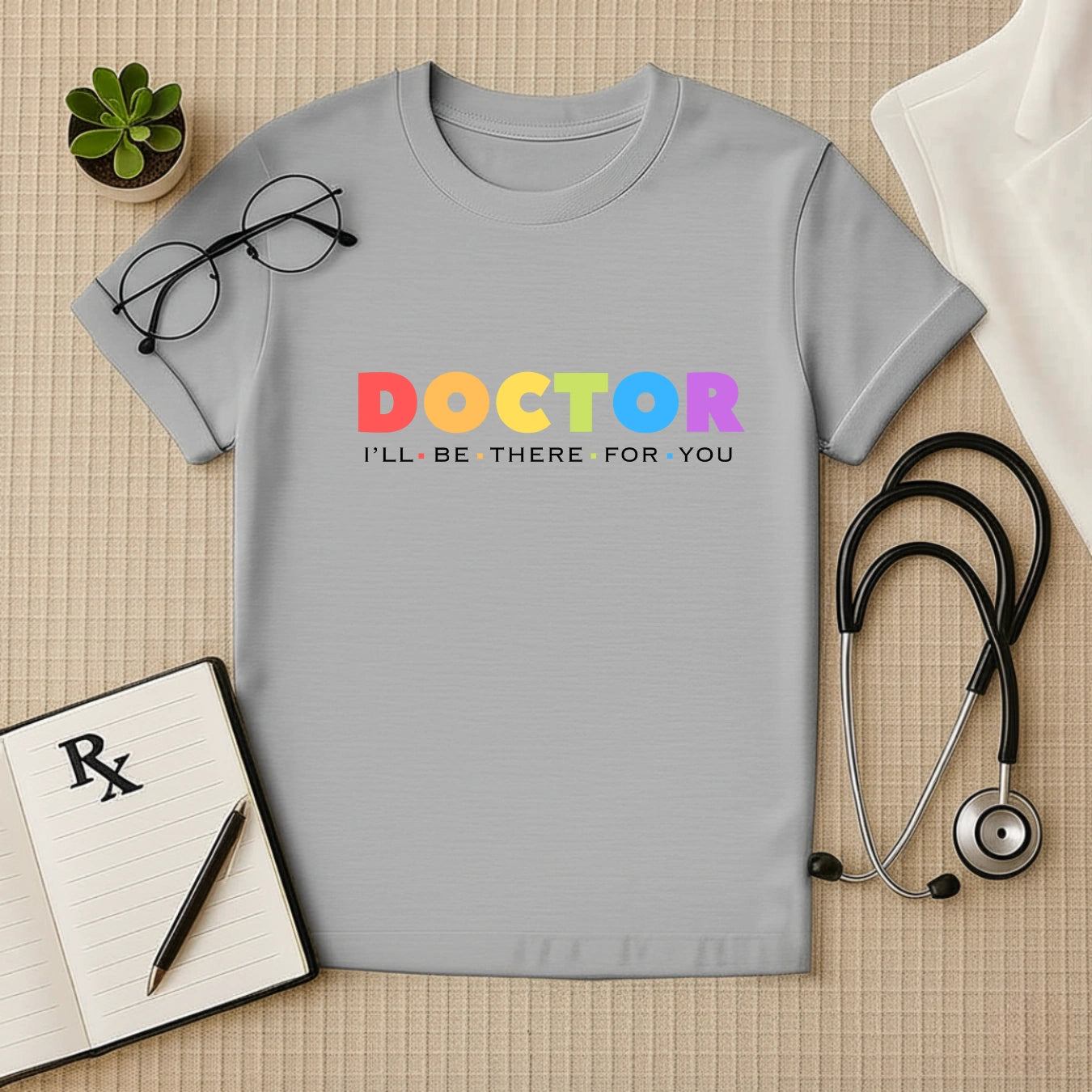 Colorful DOCTOR Logo T-Shirt: Vibrant Medical Tee