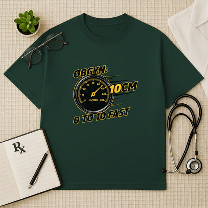 OBGYN Speedometer Oversized T-shirt: 0 to 10cm Fast Graphic Tee