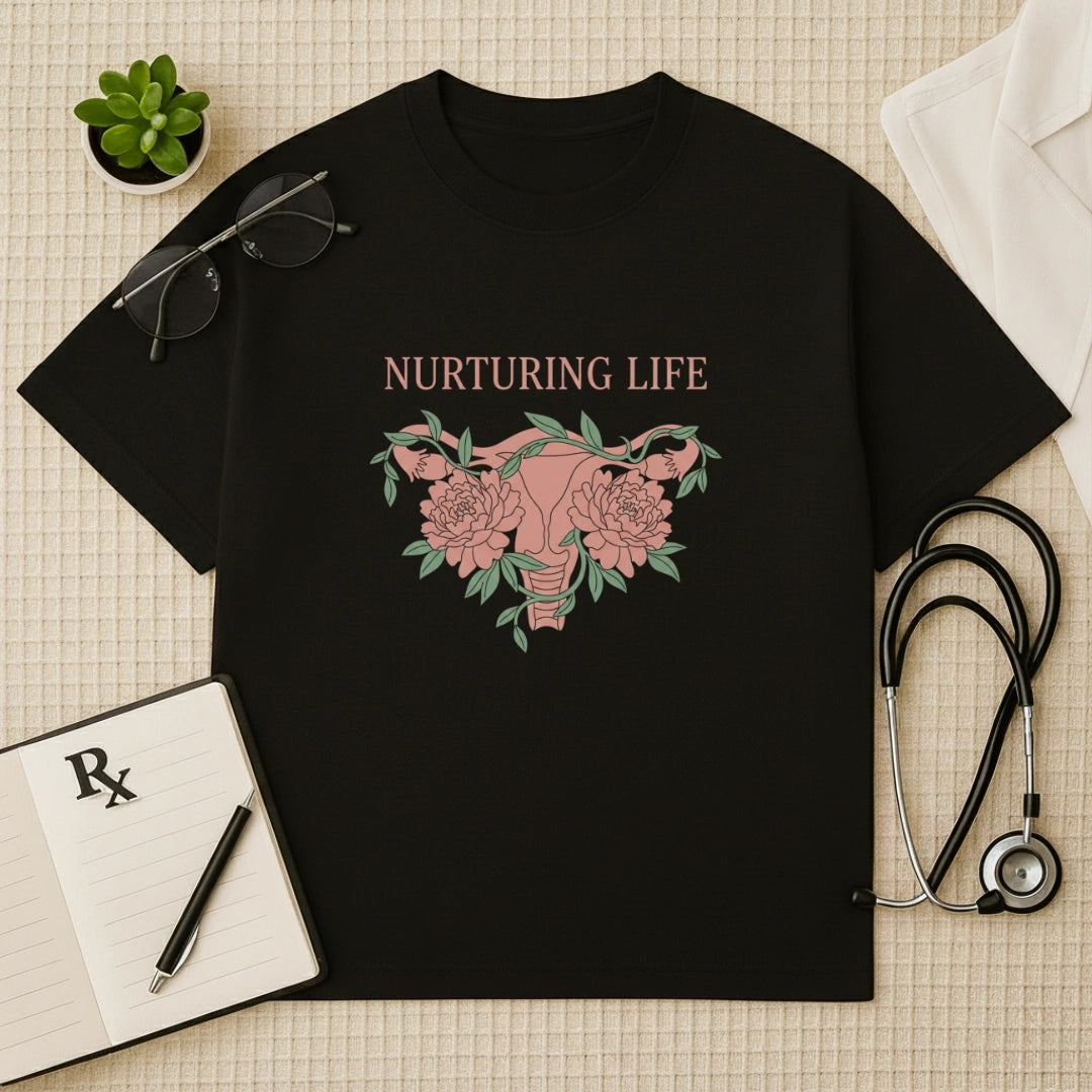 Nurturing Life Oversized T-shirt: Floral OBGYN Aesthetic
