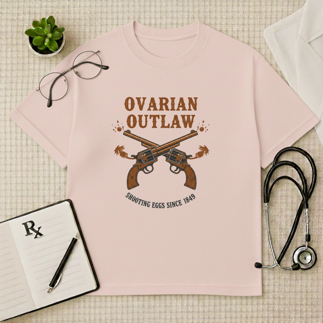 Ovarian Outlaw Oversized T-shirt: Fun Gynaecology Graphic Tee