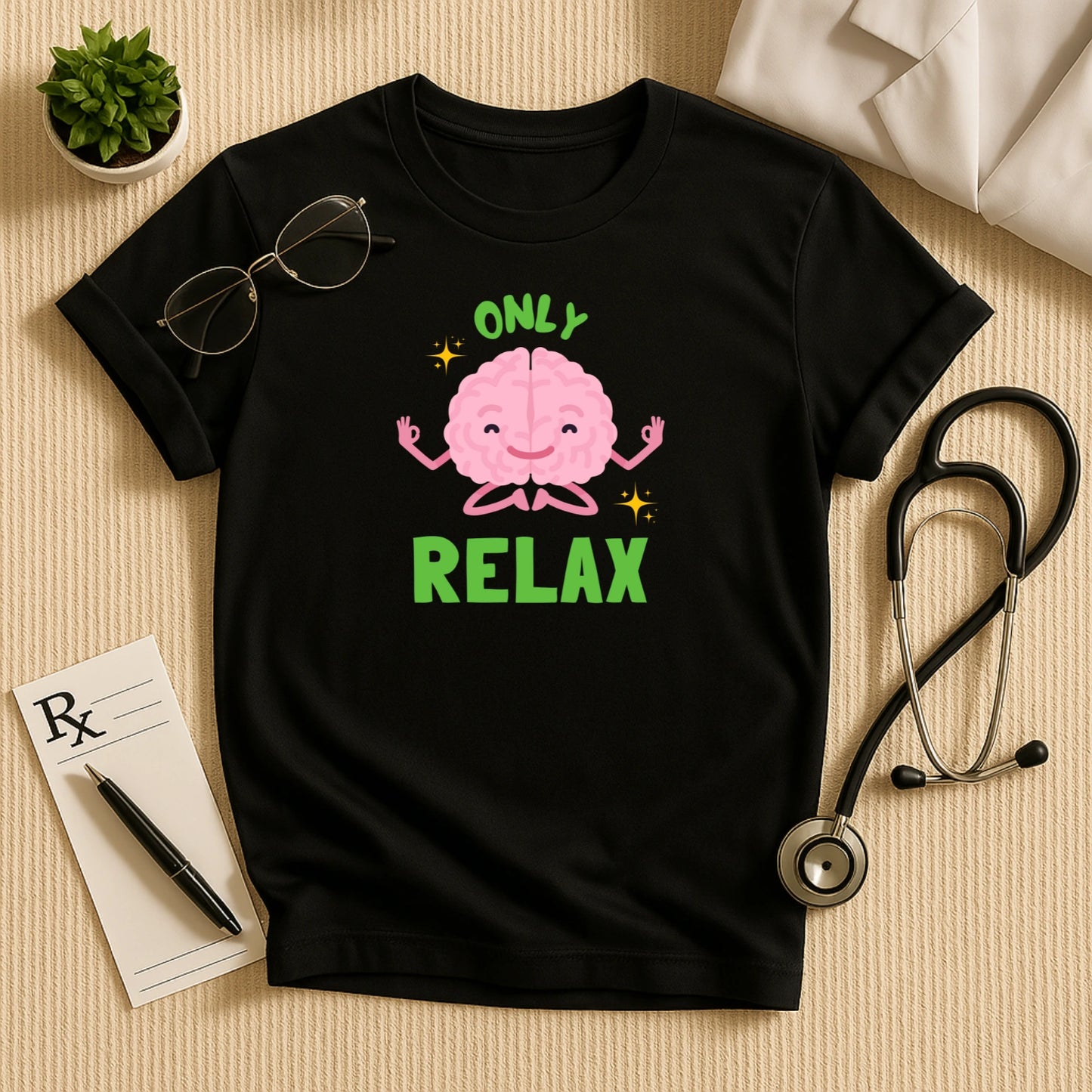 Only Relax Meditating Brain T-Shirt