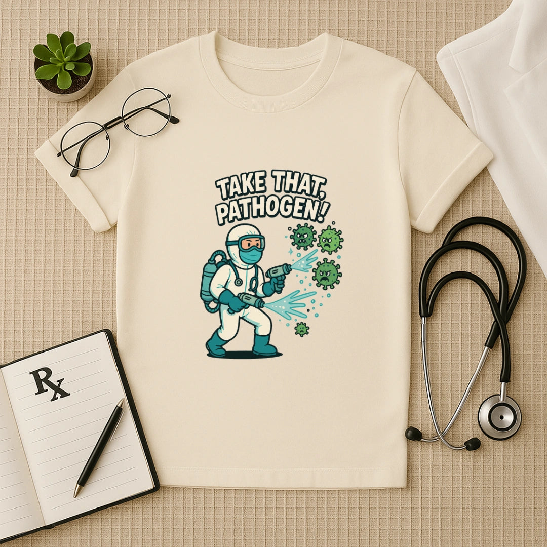 Take That, Pathogen! Medico Hero Unisex T-Shirt for Doctors