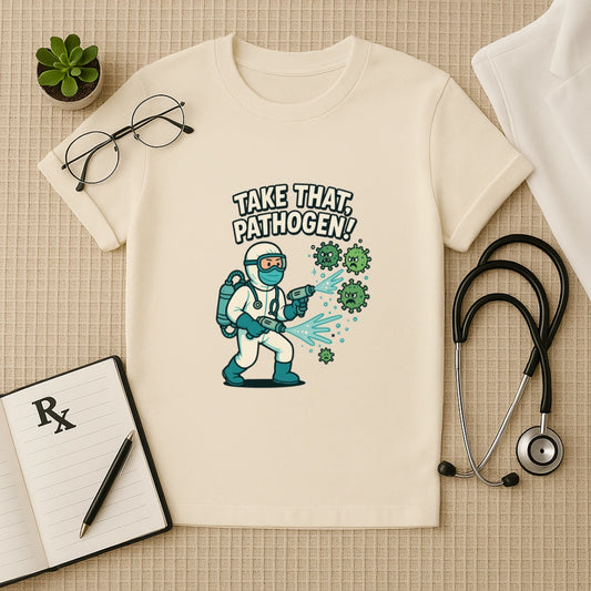 Take That, Pathogen! Medico Hero Unisex T-Shirt for Doctors