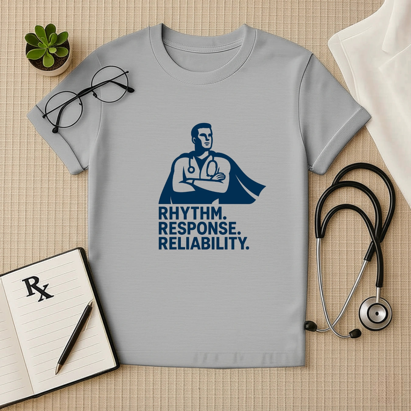 Rhythm Response Reliability T-Shirt | Unisex Tee for Healthcare Workers