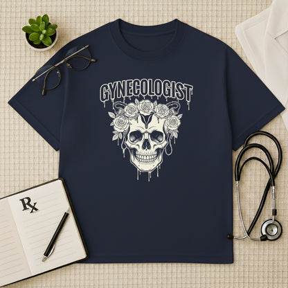 Gothic Floral Skull Gynecologist Oversized T-Shirt