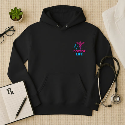 "Doctor Life" EKG Caduceus Chest Logo Hoodie