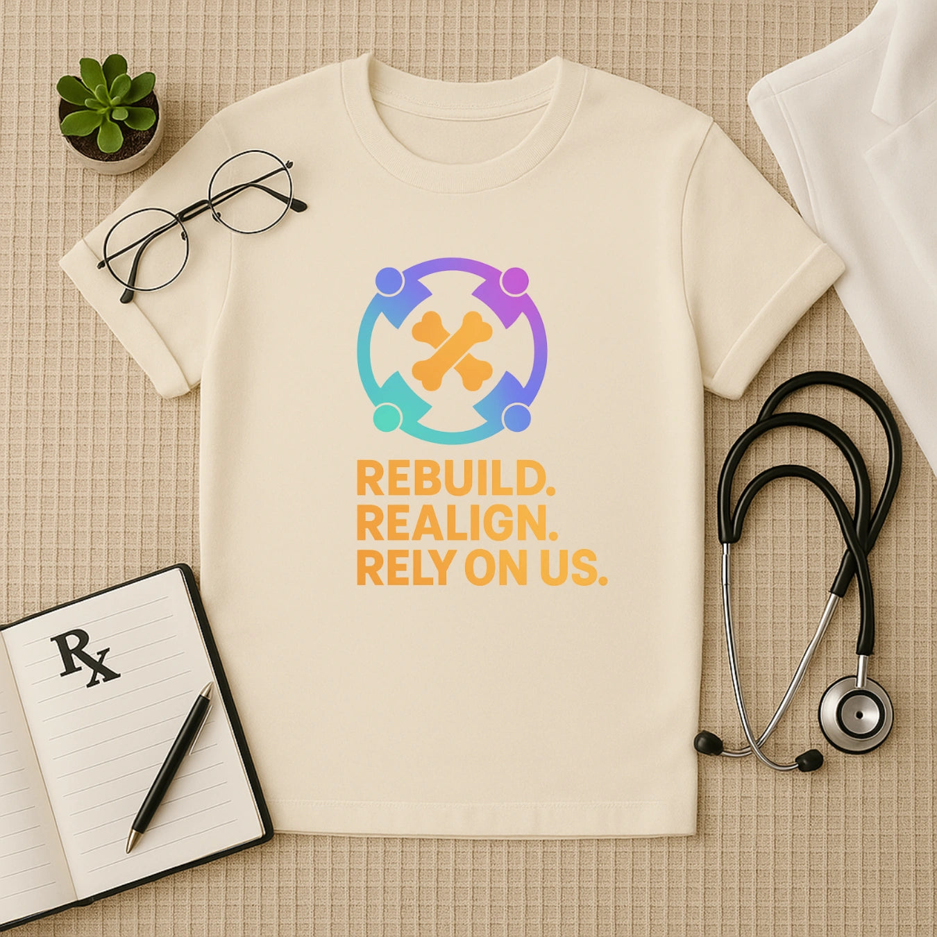 Rebuild Realign Rely on Us T-Shirt | Unisex Fit for Healthcare Workers