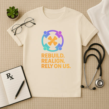 Rebuild Realign Rely on Us T-Shirt | Unisex Fit for Healthcare Workers