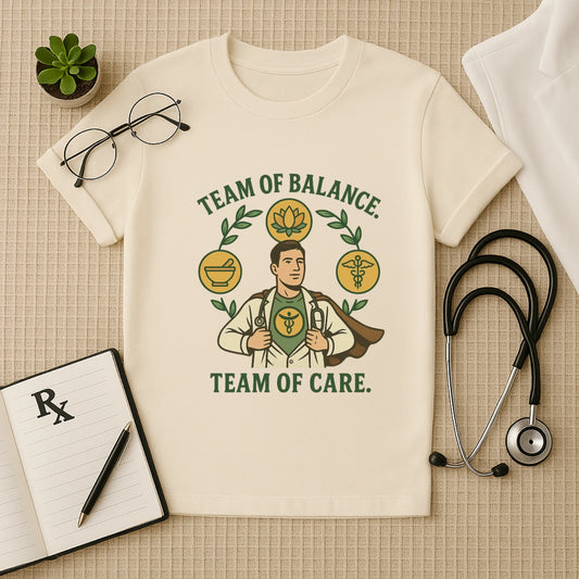 Team of Balance T-Shirt | Unisex Ayurveda Tee for Wellness Staff