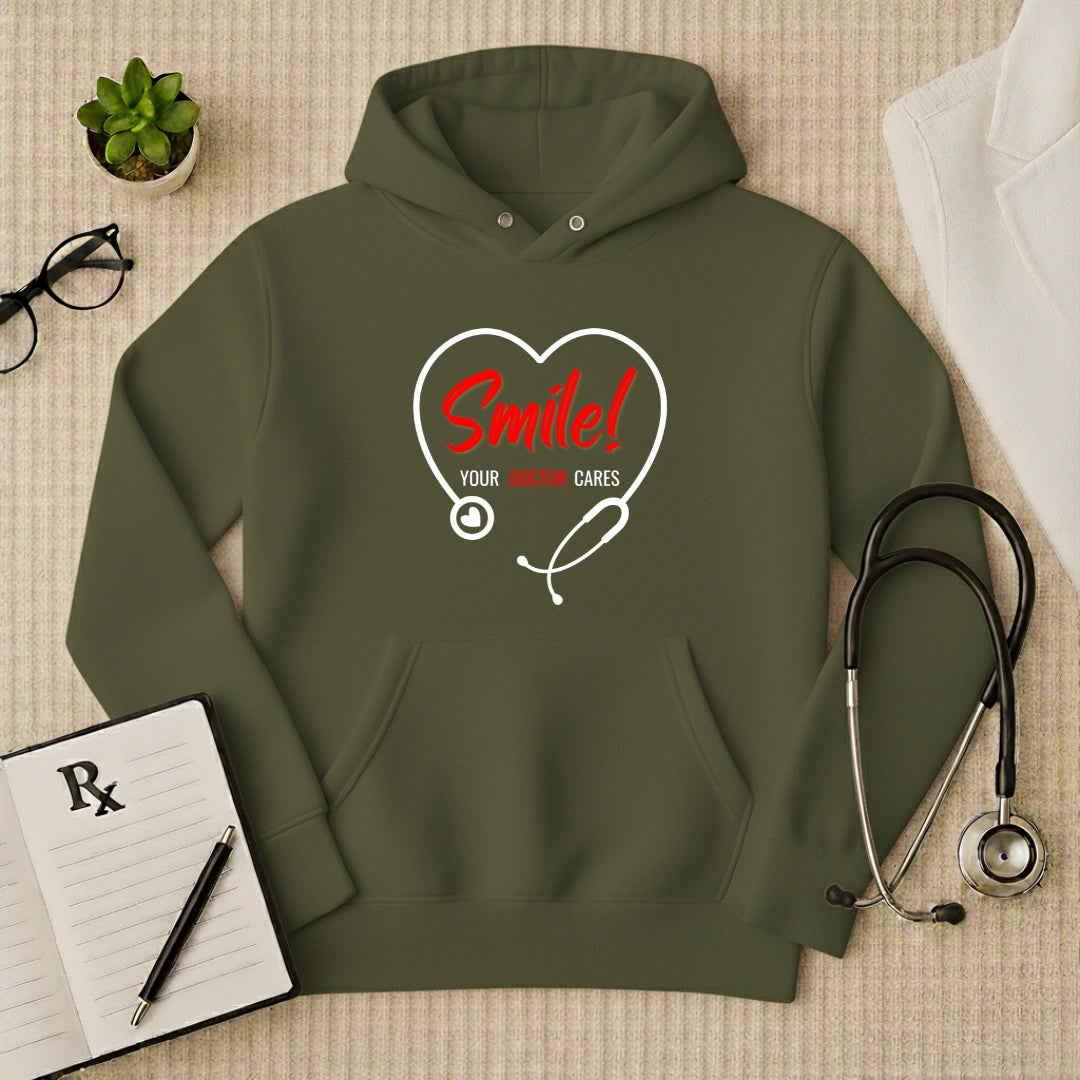 "Smile! Your Doctor Cares" Premium Medical Hoodie