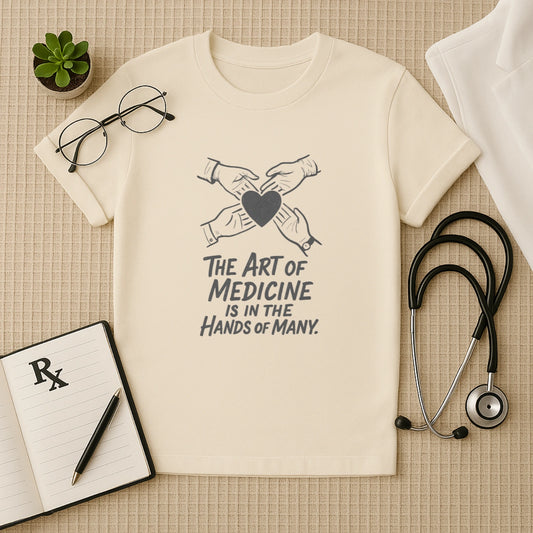 The Art of Medicine T-Shirt | Hands of Many | Unisex Healthcare Tee