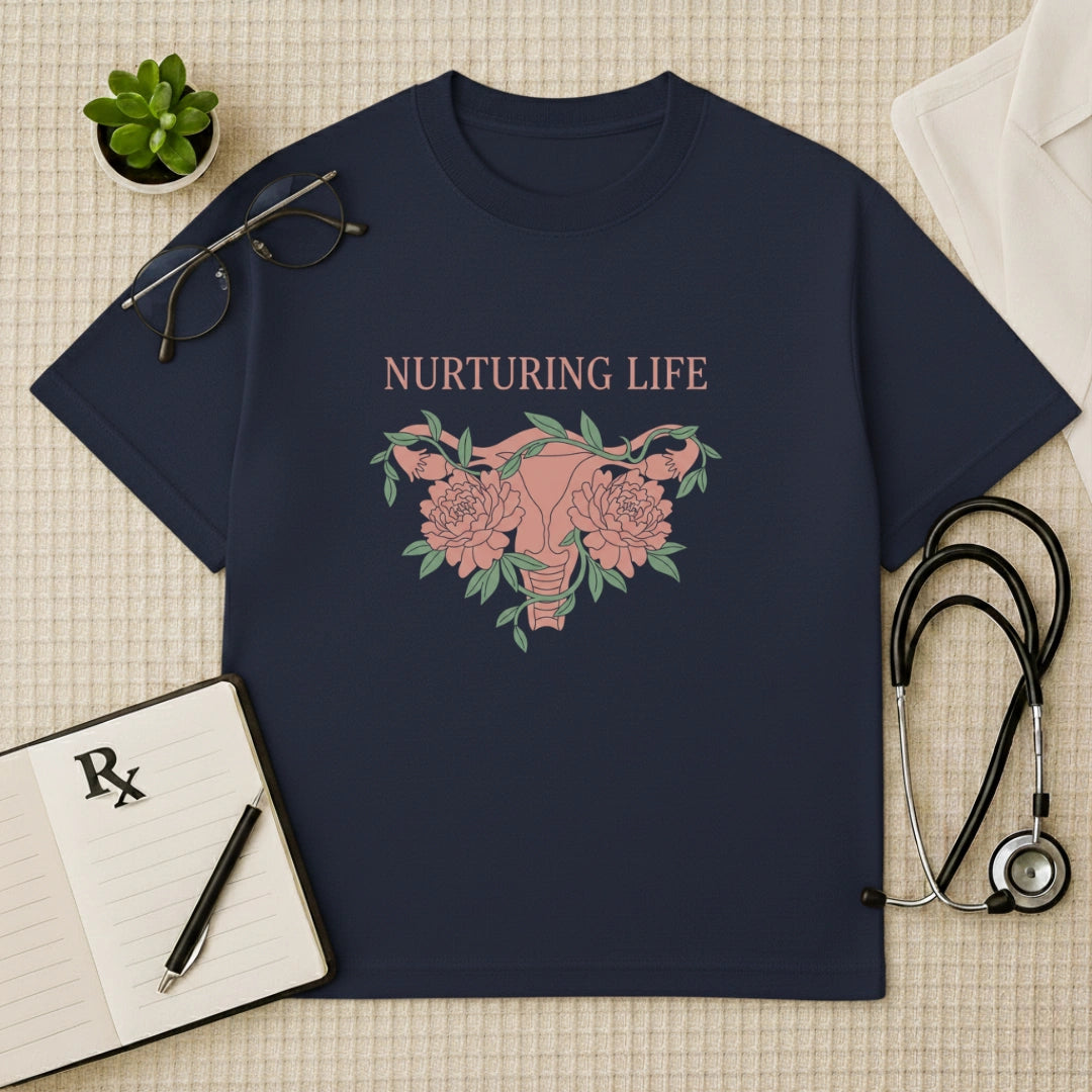 Nurturing Life Oversized T-shirt: Floral OBGYN Aesthetic